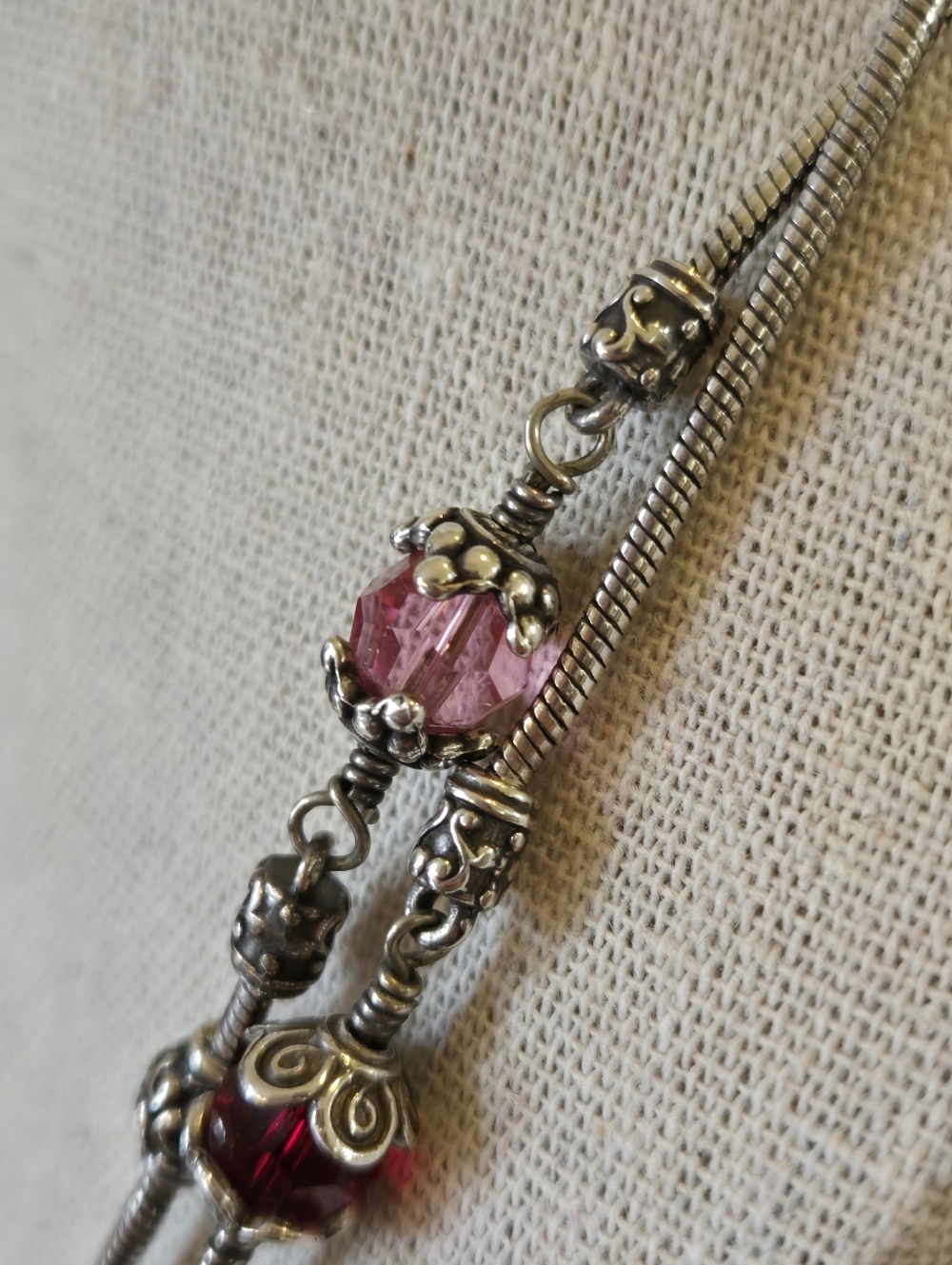 Brighton "Glass Mountain" Double Strand Necklace Silver Tone Vintage Retired - Picture 3 of 13